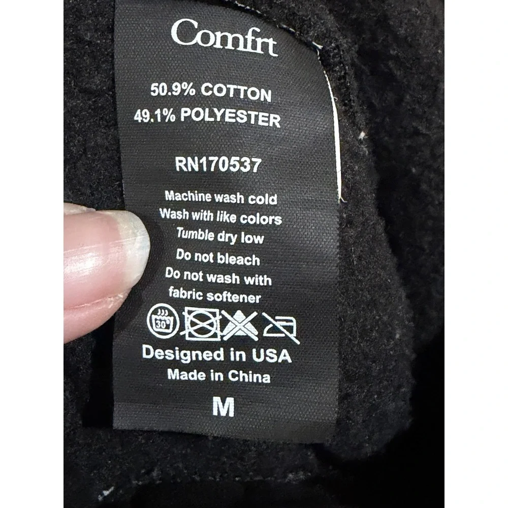 Comfrt Pants Adult Medium Black Wide Leg Heavyweight Fleece Sweatpants 26x28.5